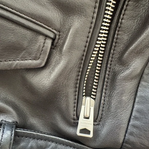 All Saints Renzo Men’s Black Leather Biker Jacket - Picture 7 of 11